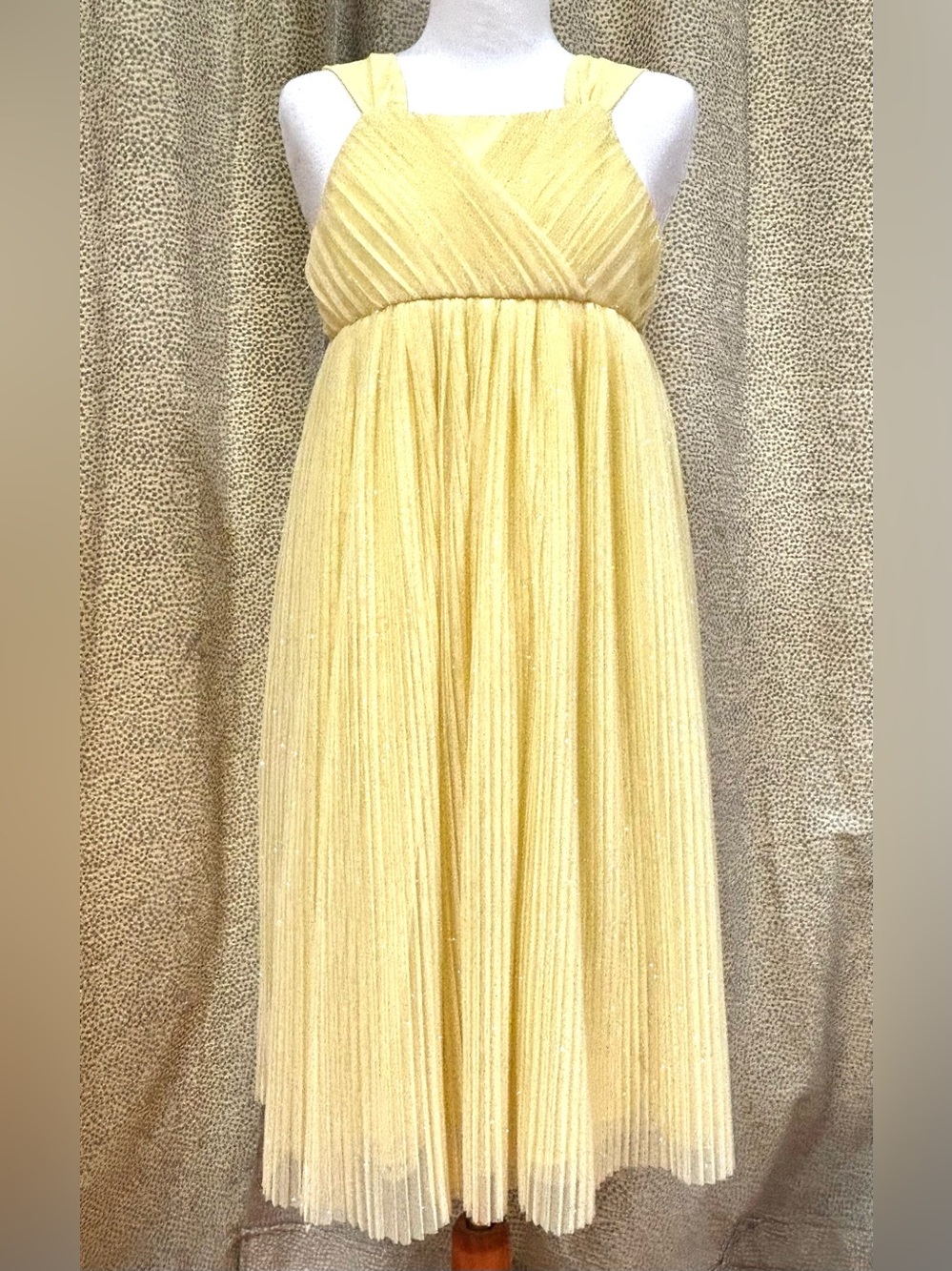 H&M Pale Yellow Pleated Midi Dress